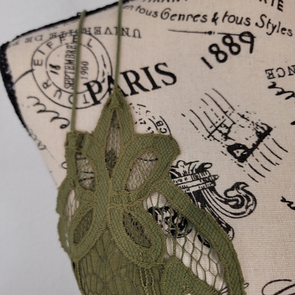 NEW Free People Adella Cami Crochet Lace Top V Neck Olive Sparrow Green - Picture 4 of 12